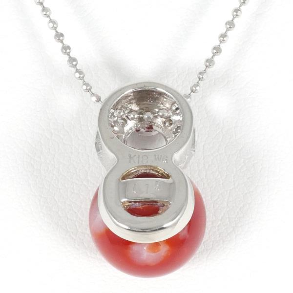 K18 White Gold Coral Necklace 0.15ct