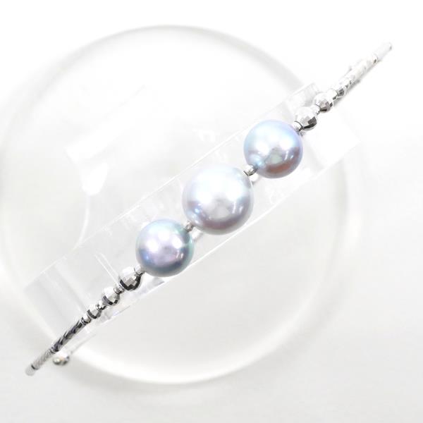 K18 White Gold Pearl Bangle 18cm