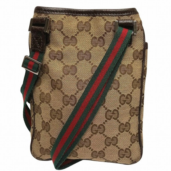 Gucci Canvas Leather Shelly Pochette Shoulder Bag 141863 in Good Condition