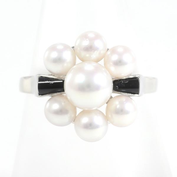 K14 White Gold Pearl Ring 14号 in Excellent Condition