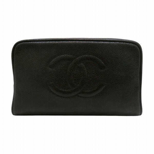 Chanel Caviar Skin Coco Mark Pouch Cosmetic Bag