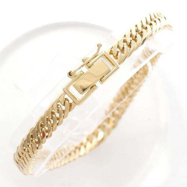 K18 Yellow Gold Bracelet 18cm 6-Sided Double 11.8g in Excellent Condition