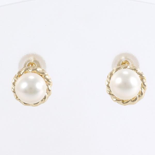 K18 Yellow Gold Pearl Earrings in Excellent Condition