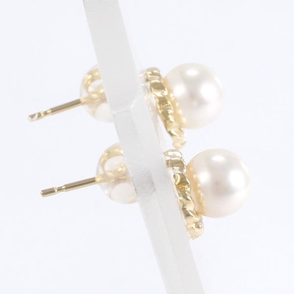 K18 Yellow Gold Pearl Earrings in Excellent Condition