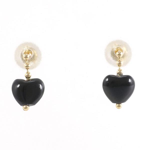 K18 Yellow Gold Onyx Earrings in Excellent Condition