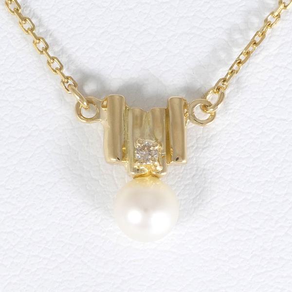 K18 Yellow Gold Pearl Necklace in Excellent Condition