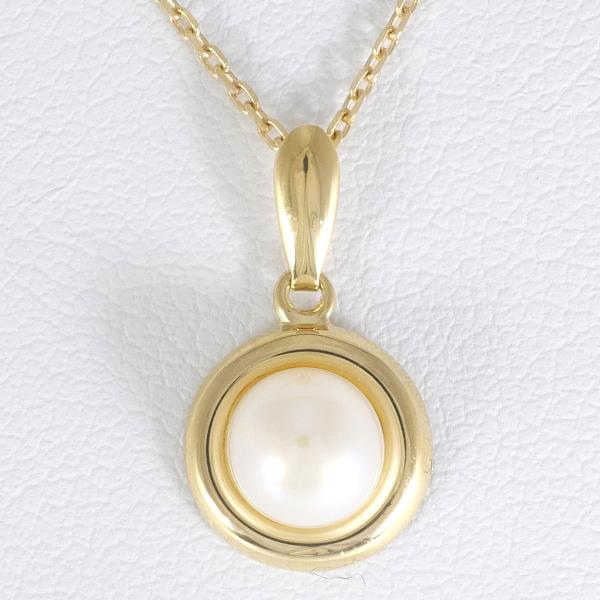 K18 Yellow Gold Pearl Necklace in Excellent Condition