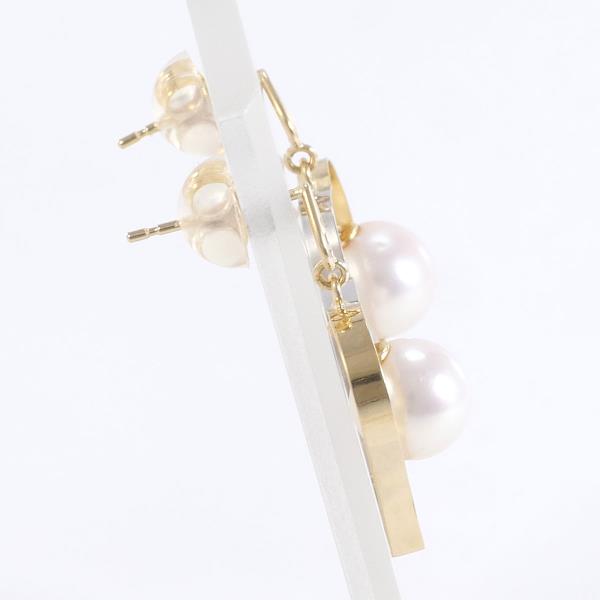 PT900 Platinum K18 Yellow Gold Pearl Earrings in Excellent Condition