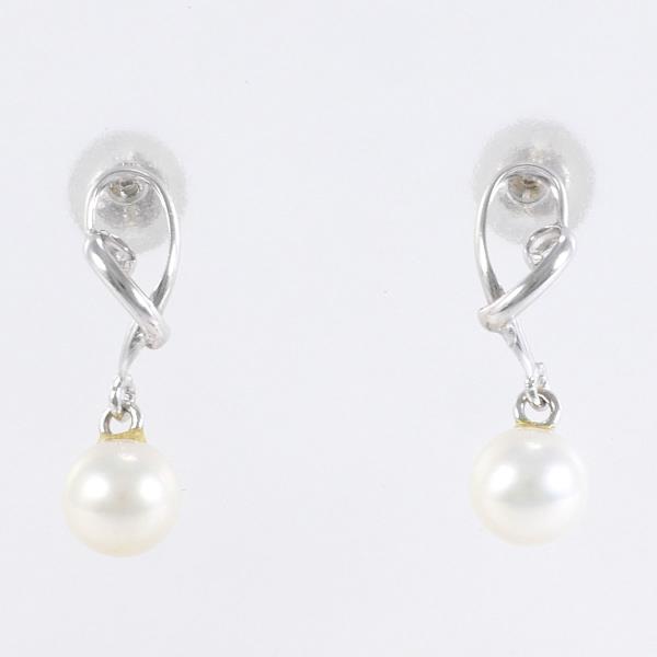 K14 White Gold Pearl Earrings in Excellent Condition