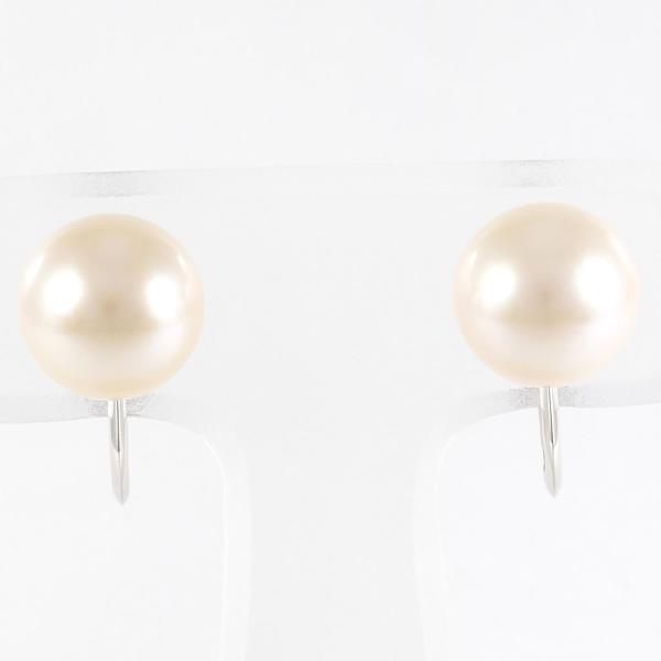 PT850 Platinum Pearl Earrings in Excellent Condition