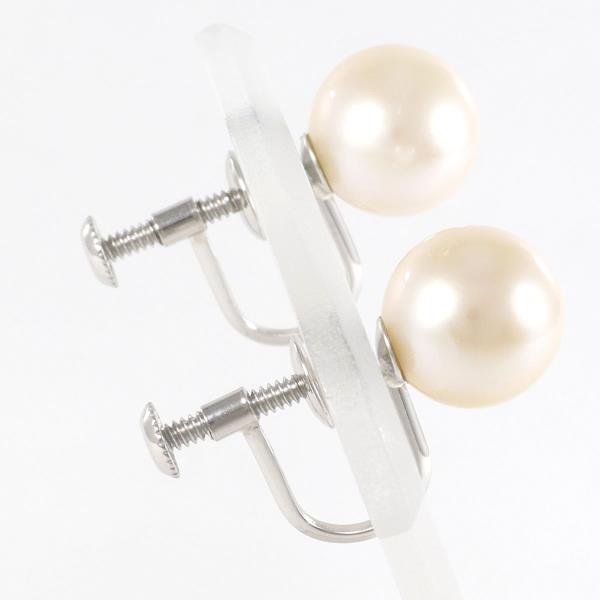 PT850 Platinum Pearl Earrings in Excellent Condition