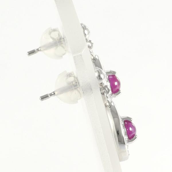 PT850 Platinum Ruby Earrings with Diamonds in Excellent Condition