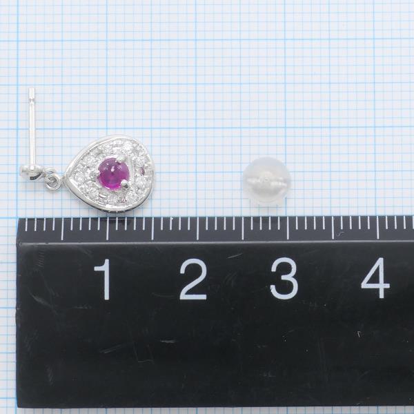 PT850 Platinum Ruby Earrings with Diamonds in Excellent Condition