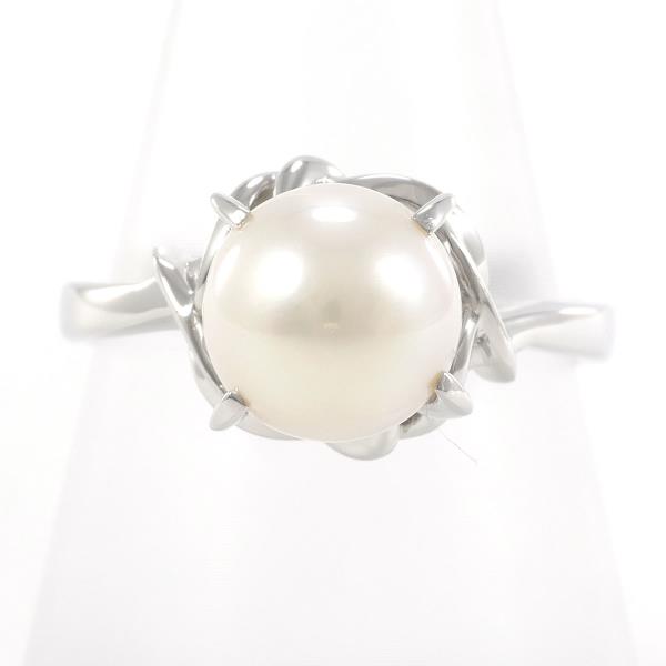 PT900 Platinum Pearl Ring 16号 in Excellent Condition