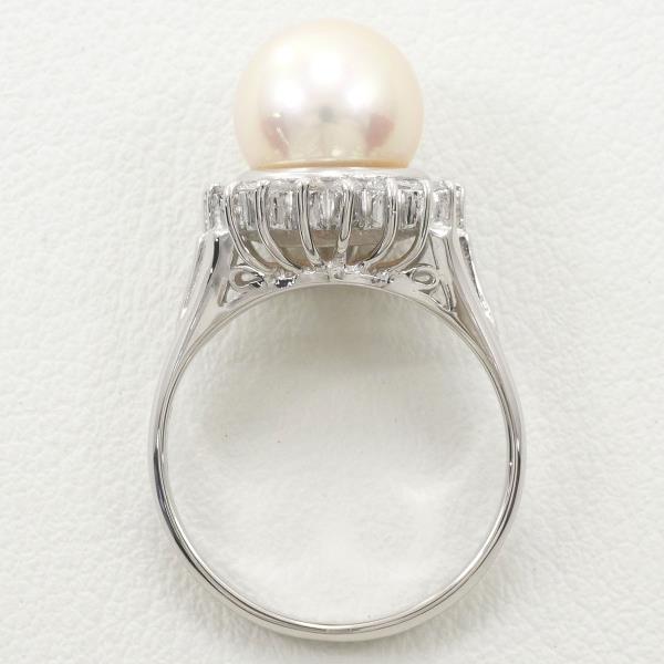 PT900 Platinum Ring with 8mm Pearl and 0.23ct Diamond in Excellent Condition