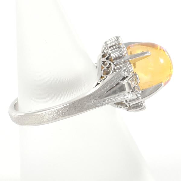 PT900 Platinum Ring with Fire Opal and Diamonds in Excellent Condition