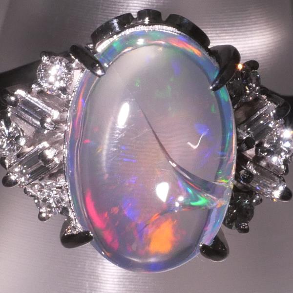 PT900 Platinum Ring Opal Diamond 11.5 in Excellent Condition