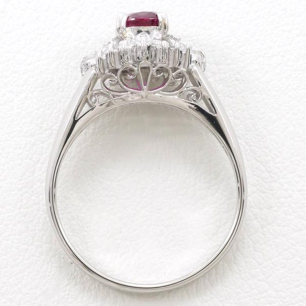 PT900 Platinum Ring with Ruby and Diamond in Excellent Condition