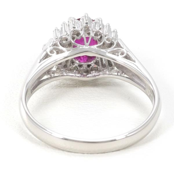 PT900 Platinum Ring with Ruby and Diamond in Excellent Condition