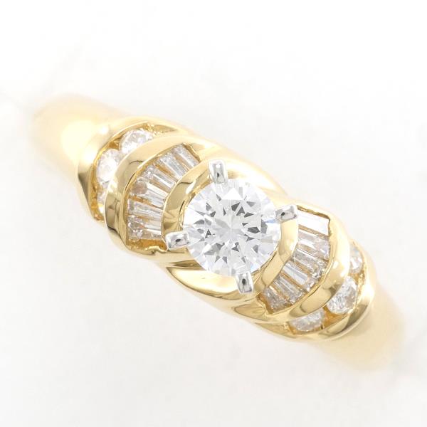 PT900 Platinum K18 Yellow Gold Diamond Ring in Excellent Condition