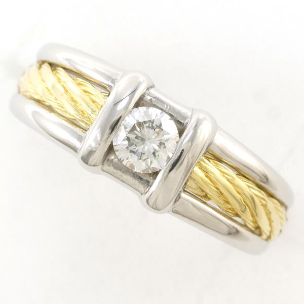 PT900 Platinum K18 Yellow Gold Diamond Ring 16 in Excellent Condition