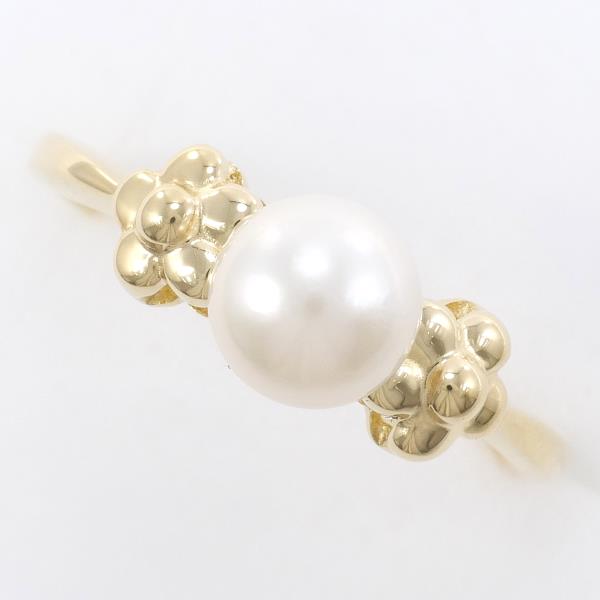 18K Yellow Gold Pearl Ring 12.5