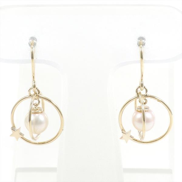 K10 Yellow Gold Pearl Earrings in Great Condition