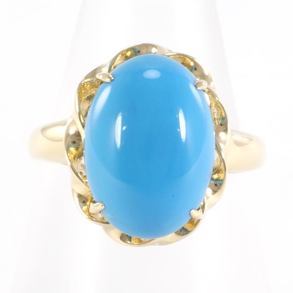 K18 Yellow Gold Turquoise Ring Size 11 in Excellent Condition