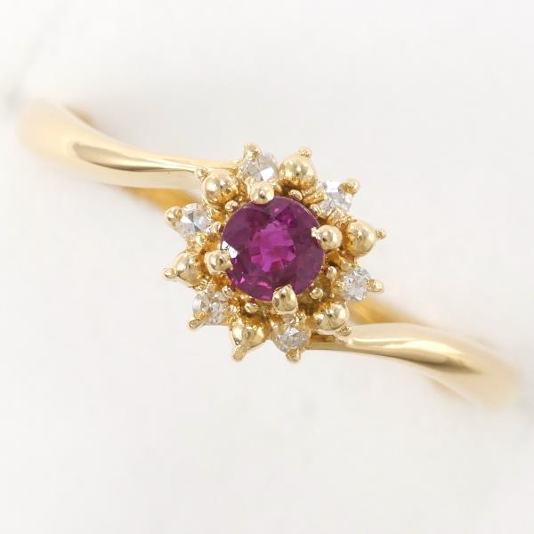 K18 Yellow Gold Ruby Diamond Ring