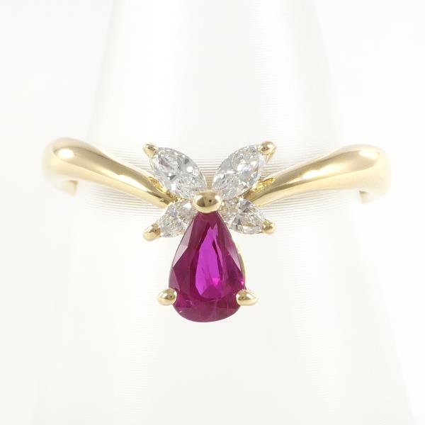 K18 Yellow Gold Ruby Ring 12 in Excellent Condition