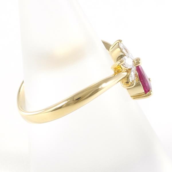 K18 Yellow Gold Ruby Ring 12 in Excellent Condition