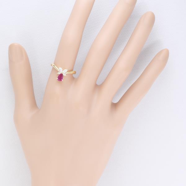 K18 Yellow Gold Ruby Ring 12 in Excellent Condition