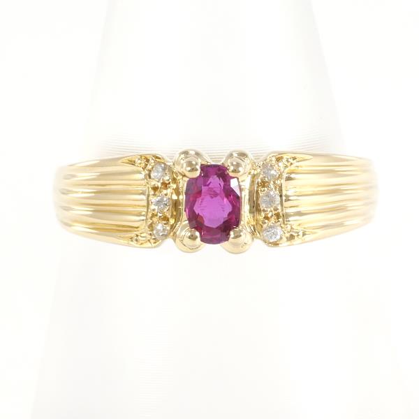 K18 Yellow Gold Ruby Diamond Ring 11.5 in Excellent Condition