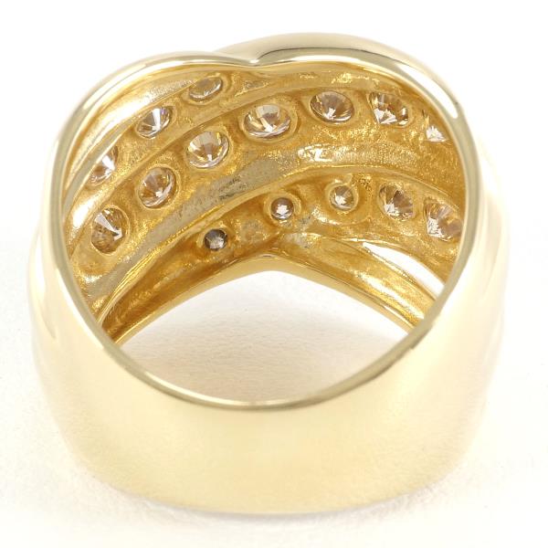 K18 Yellow Gold Ring with Brown Diamond, 14 Size in Excellent Condition