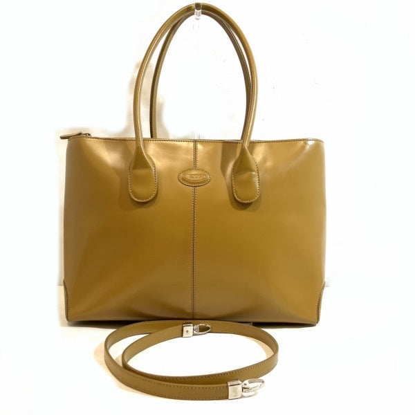 Tod's Camel Leather 2WAY Tote Bag in Good Condition