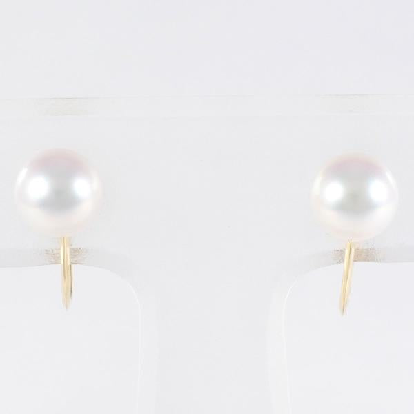 K18 Yellow Gold Pearl Earrings in Excellent Condition