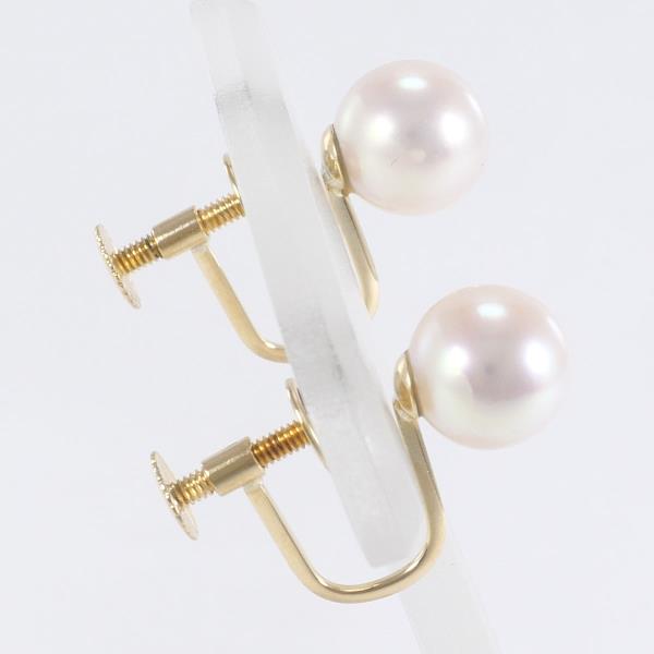 K18 Yellow Gold Pearl Earrings in Excellent Condition