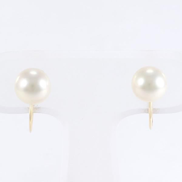 K18 Yellow Gold Pearl Earrings in Excellent Condition