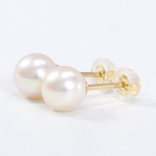 K18 Yellow Gold Pearl Earrings in Excellent Condition