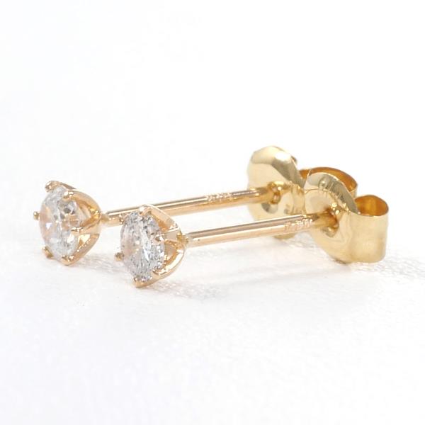 K18 Yellow Gold Diamond Earrings in Excellent Condition