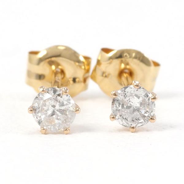 K18 Yellow Gold Diamond Earrings in Excellent Condition