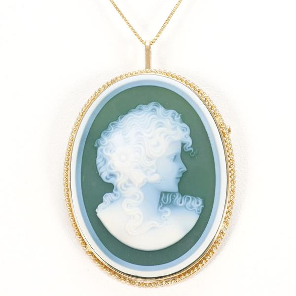 K18 Yellow Gold Cameo Necklace Brooch in Excellent Condition