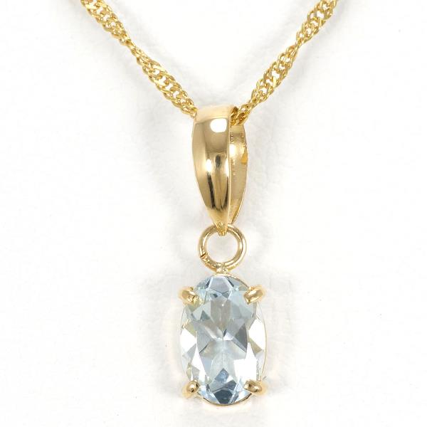 K18 Yellow Gold Blue Topaz Necklace in Pristine Condition