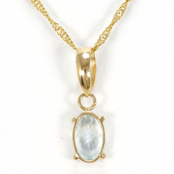 K18 Yellow Gold Blue Topaz Necklace in Pristine Condition