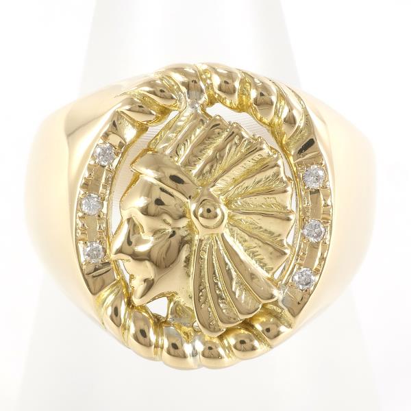 K18 Yellow Gold Diamond Ring 9号 in Excellent Condition