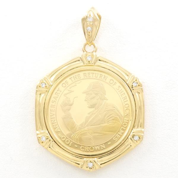 Gibraltar Sherlock Holmes 1/5oz Gold Coin Pendant K24 K18 Diamond in Excellent Condition