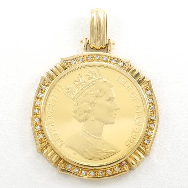 Isle of Man Cat 1/2oz Gold Coin Pendant K24 K18 Diamond