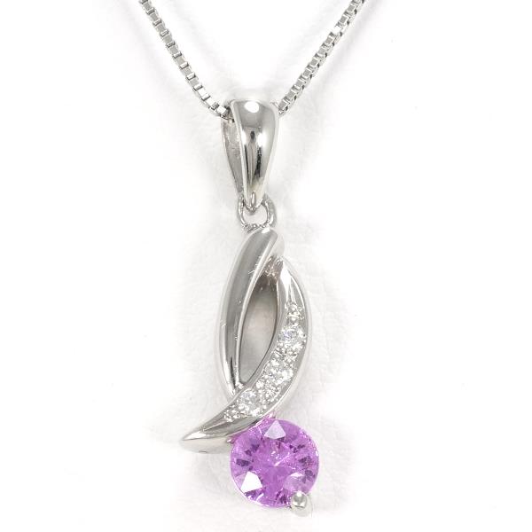 Platinum PT900 PT850 Pink Sapphire Necklace in Pristine Condition