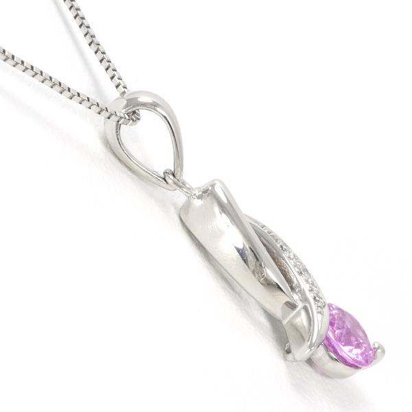 Platinum PT900 PT850 Pink Sapphire Necklace in Pristine Condition