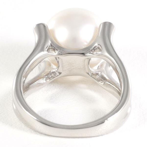 PT900 Platinum Ring with South Sea Pearl and Diamond in Excellent Condition